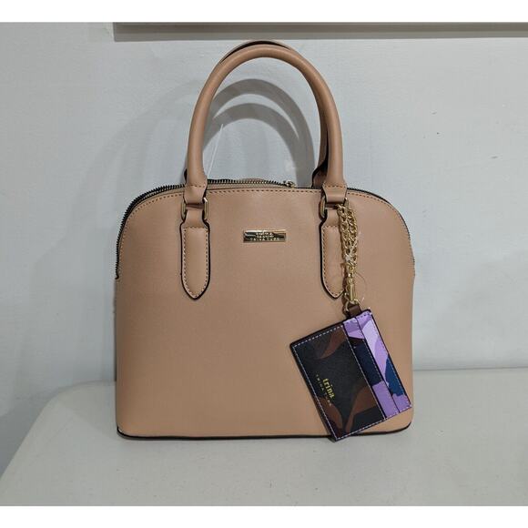 New Trina Turk Pale Pink Handle Satchel Crossbody Zip Handbag Chained Coin Purse